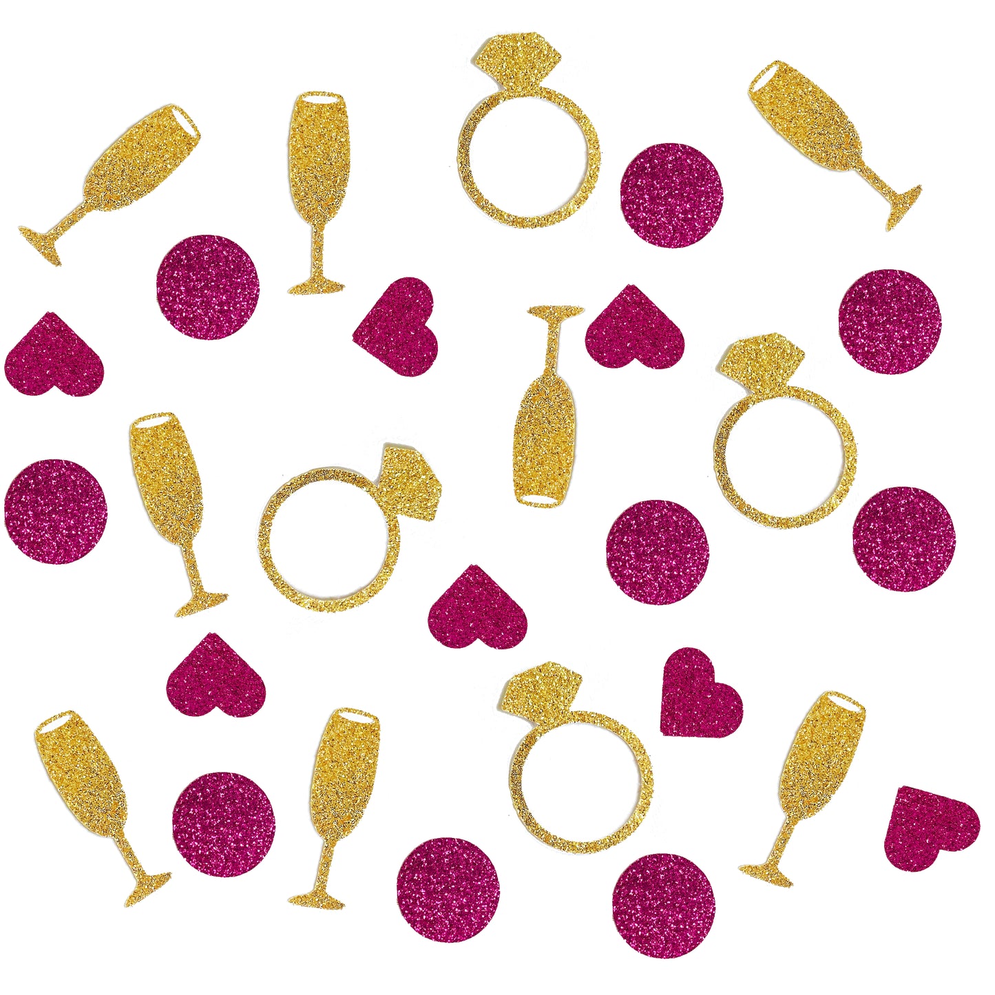 Champagne, Ring, Heart Confetti Set for Bachelorette and Bridal Showers