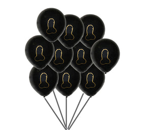 Black and Gold Penis Balloon Set (10 Balloons)