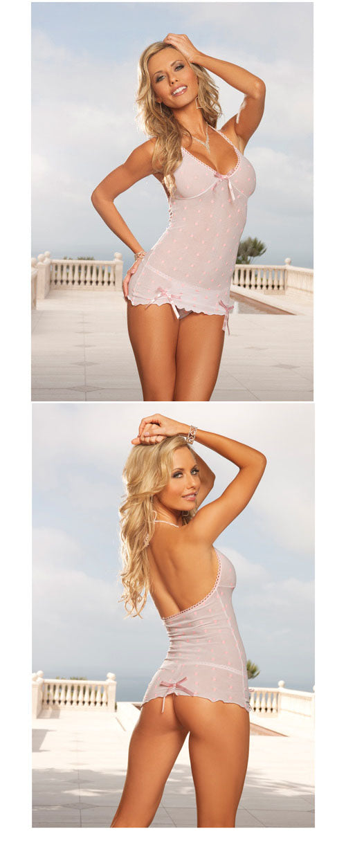 Elegant Moments Polkadot Babydoll and thong Set One Size