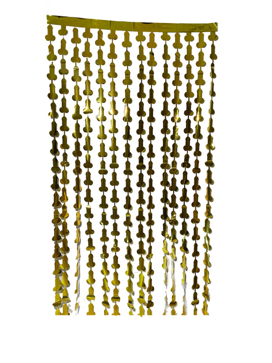 Metallic Foil Penis Curtain, Bachelorette Photo Backdrop and Decor (5 Colors Avail.)