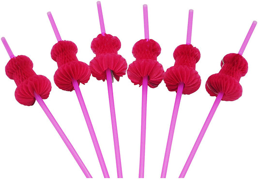 Pink Straws with a Honeycomb Tissue Pecker