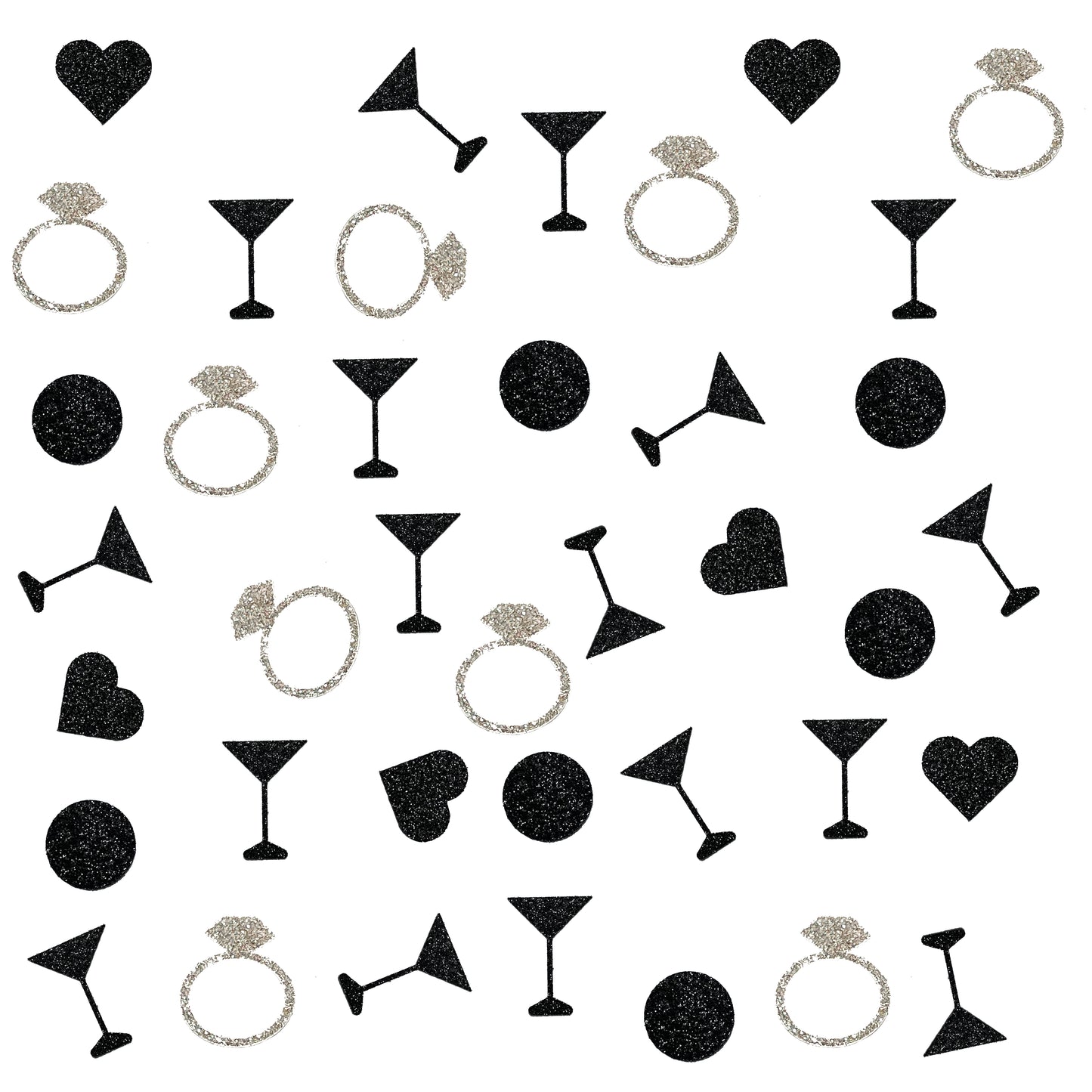 Ring, Martini, Heart Bridal Shower or Bachelorette Glitter Confetti (More Colors)