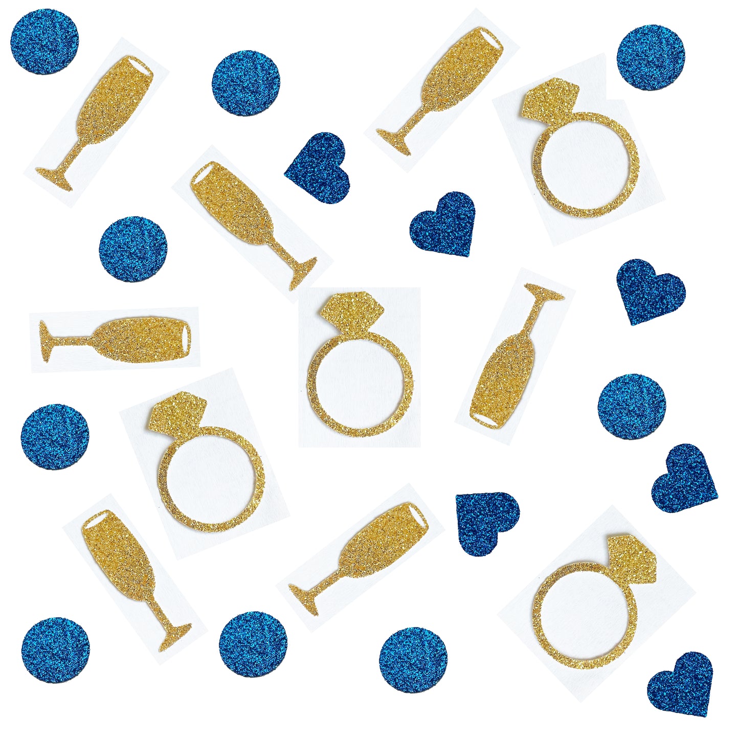 Champagne, Ring, Heart Confetti Set for Bachelorette and Bridal Showers