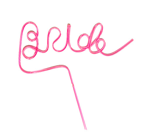 Neon Pink Large Bride Straw for Bridal Shower or Bachelorette Party