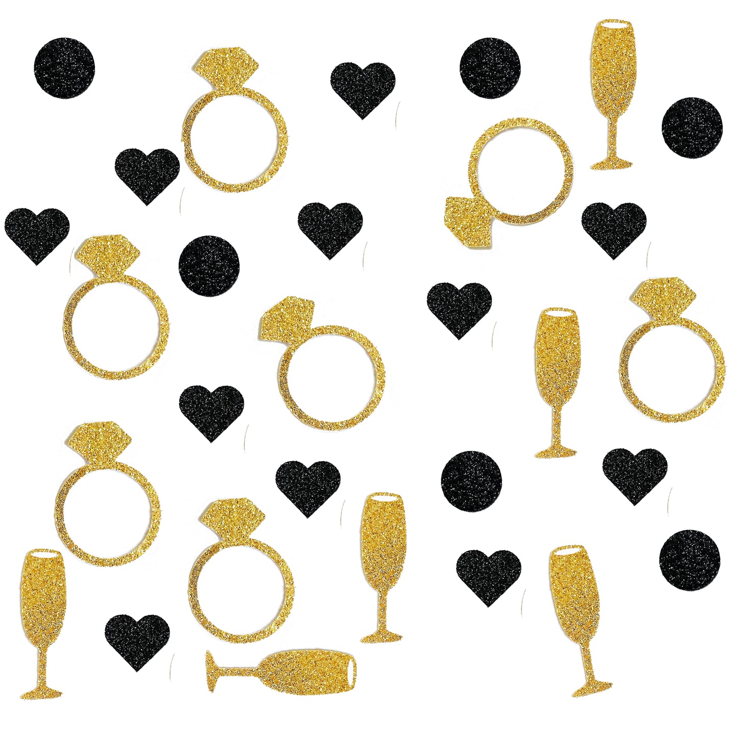 Champagne, Ring, Heart Confetti Set for Bachelorette and Bridal Showers