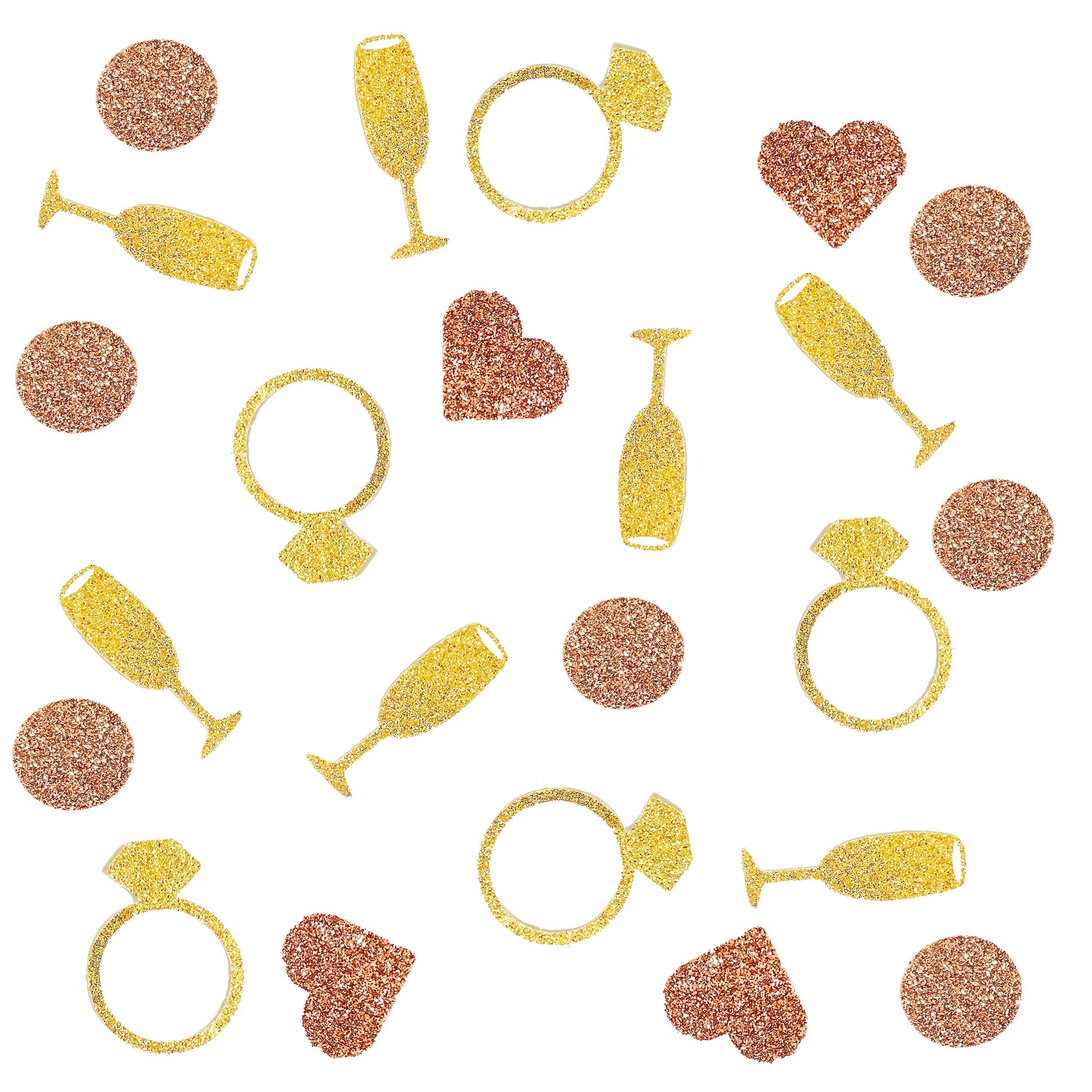 Champagne, Ring, Heart Confetti Set for Bachelorette and Bridal Showers