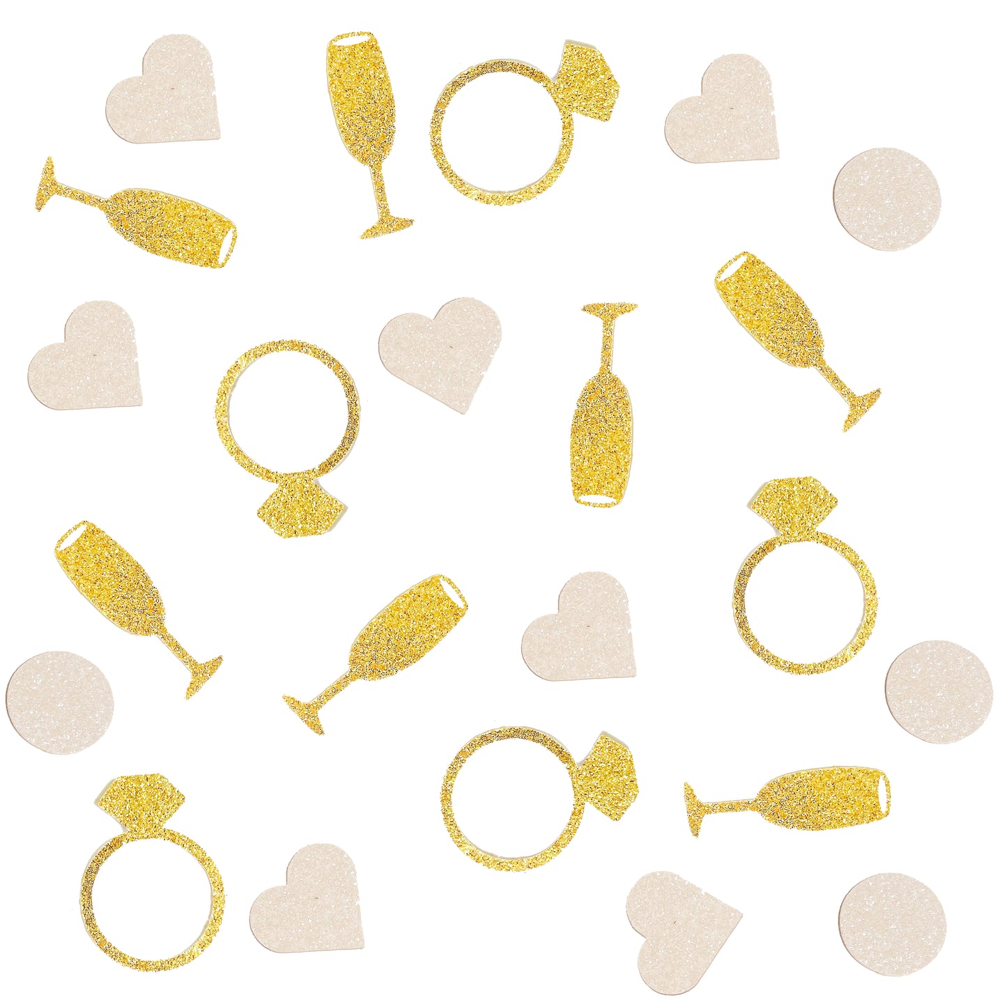 Champagne, Ring, Heart Confetti Set for Bachelorette and Bridal Showers