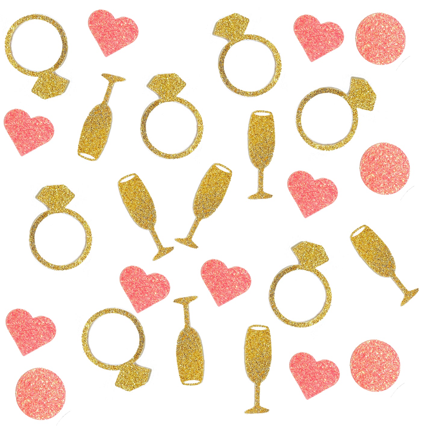 Champagne, Ring, Heart Confetti Set for Bachelorette and Bridal Showers