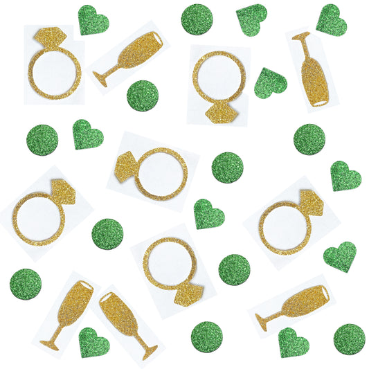 Champagne, Ring, Heart Confetti Set for Bachelorette and Bridal Showers