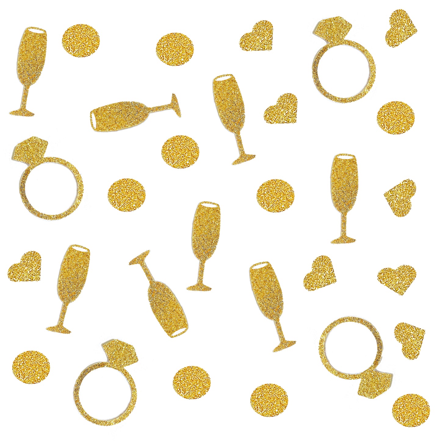 Champagne, Ring, Heart Confetti Set for Bachelorette and Bridal Showers