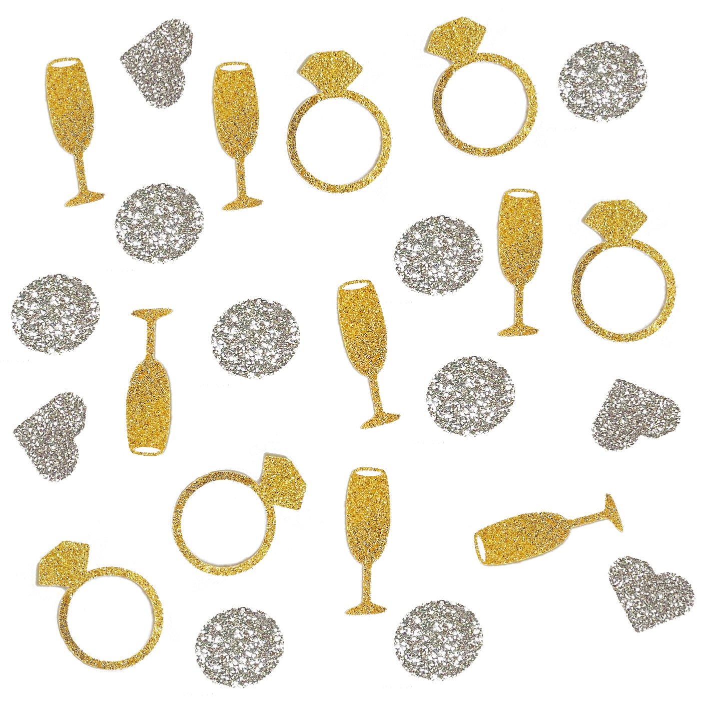 Champagne, Ring, Heart Confetti Set for Bachelorette and Bridal Showers