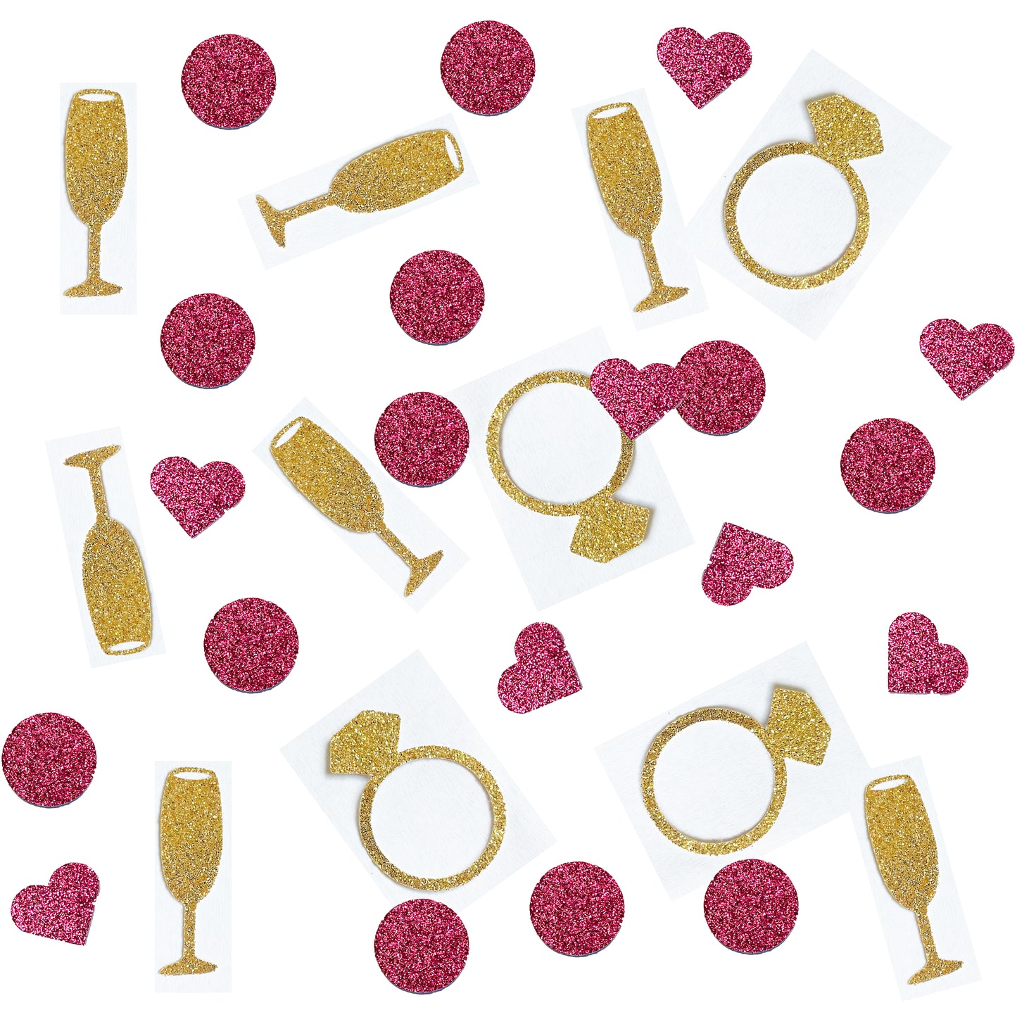 Champagne, Ring, Heart Confetti Set for Bachelorette and Bridal Showers