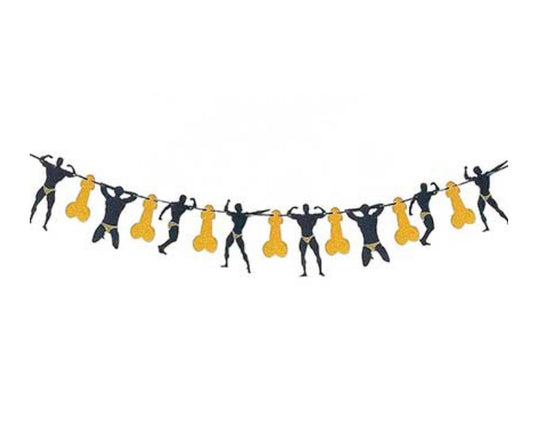 Male Stripper and Dicks Bachelorette Party Glitter Banner