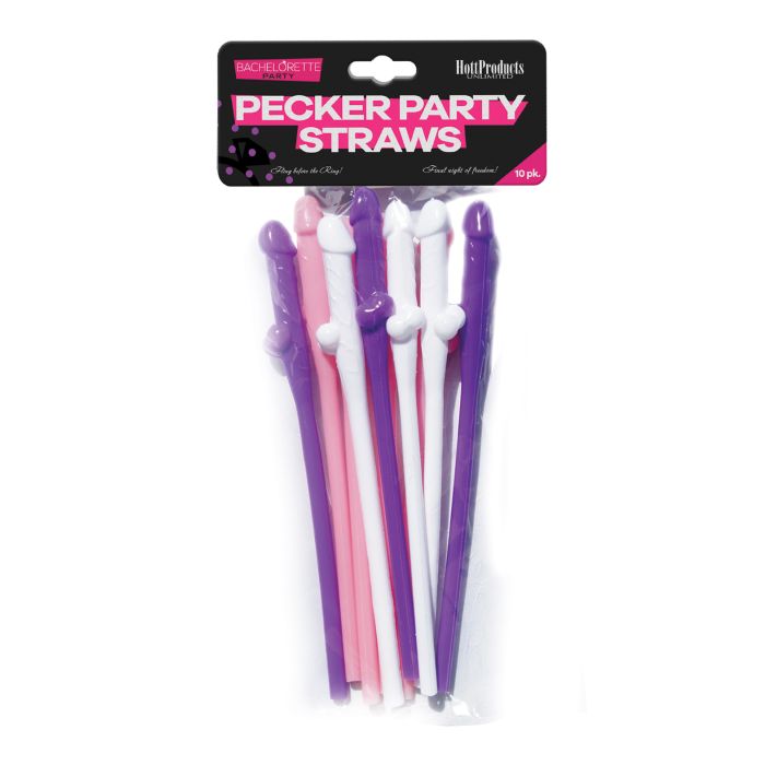 Pink, White and Purple Penis Straws