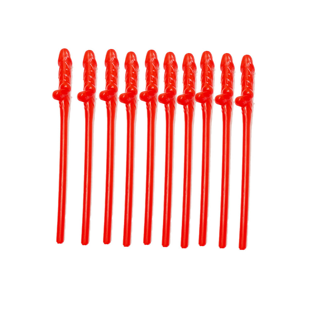 Bachelorette Party Pecker Penis Straws Red (10 Pack)