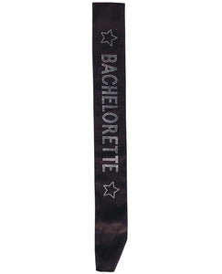 Black Bachelorette Sash with clear crystals