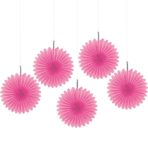Bright Pink Mini Fans (5 count)