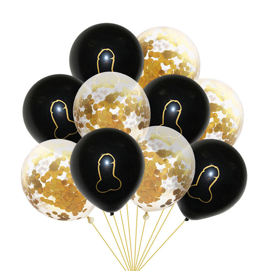Black and Gold Penis Balloon Set (10 Balloons)