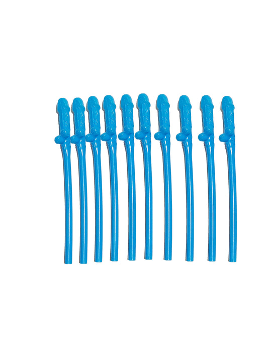 Blue Bachelorette Party Pecker Penis Straws (10 Pack)