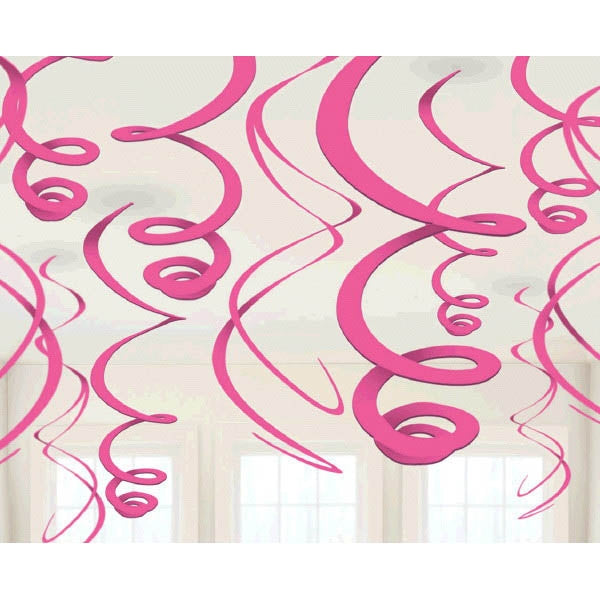 Bright Pink Swirl Decorations (12 count)