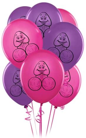 Pink and Purple Silly Pecker Face Balloons