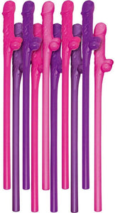 Pecker Drinking Straws (10 Straws) 5 Pink, 5 Purple