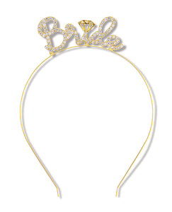 Gold Bride Headband with Rhinestones