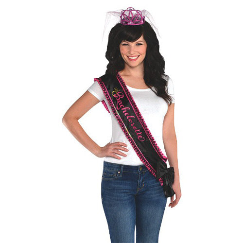 Deluxe Black Satin Bow Sash (Tiara sold separately)